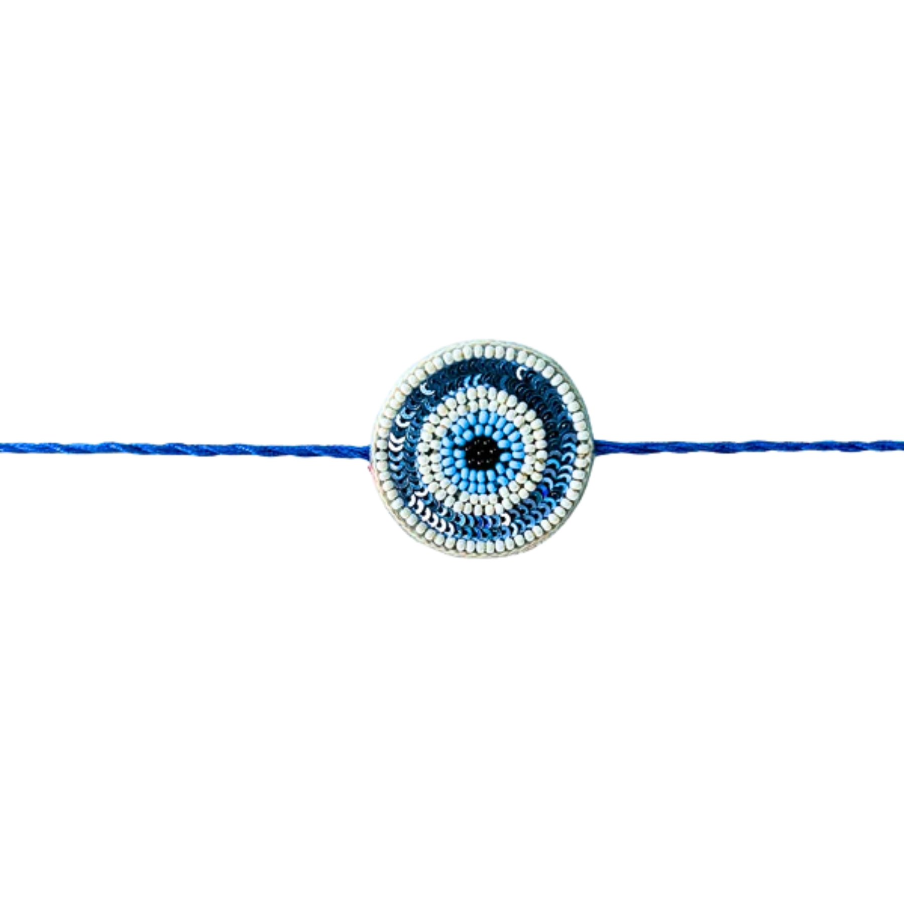 BLUE BANDHANI GOTA DOG LEHENGA + EVIL EYE RAKHI FOR DOGS AND CATS