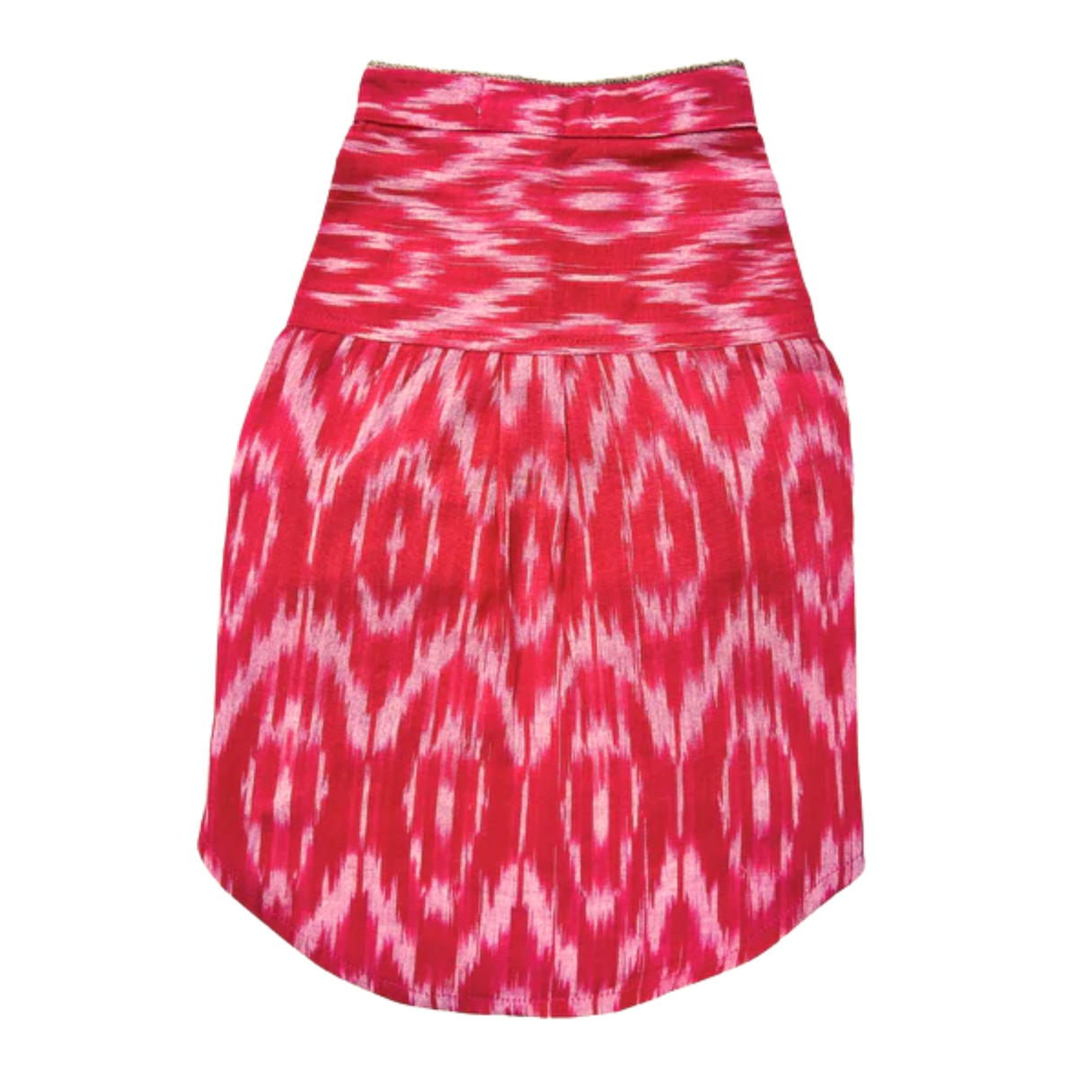PINK COTTON IKAT PRINTED KURTA + SILVER PINK PEARL BONE RAKHI FOR DOGS AND CATS