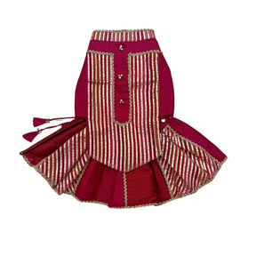 KHANAK CRIMSON RED LEHENGA + LITTLE SISTER HEART RAKHI COMBO FOR DOGS AND CATS