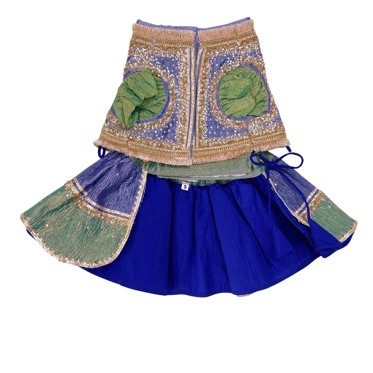 TISSUE COLOUR BLOCK BUTTERFLY HAND EMBROIDERED LEHENGA FOR DOGS AND CATS