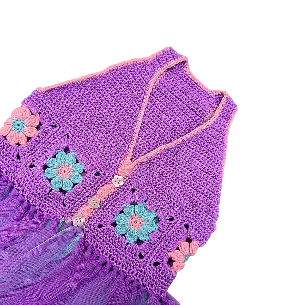 LAVENDER FLUFFY FAIRY CROCHET DRESS FOR DOGS AND CATS