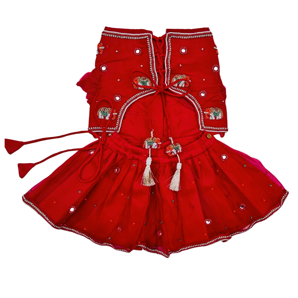 GAJRAJ CRIMSON HAND EMBROIDERED LEHENGA FOR DOGS AND CAT
