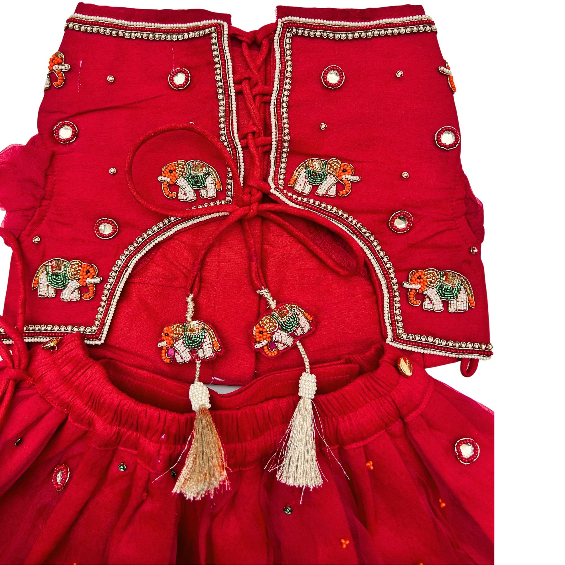 GAJRAJ CRIMSON HAND EMBROIDERED LEHENGA FOR DOGS AND CAT