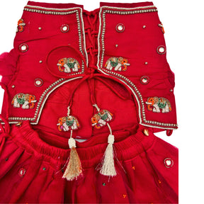 GAJRAJ CRIMSON HAND EMBROIDERED LEHENGA FOR DOGS AND CAT