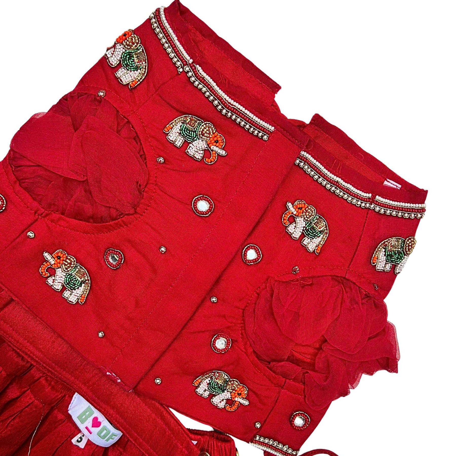 GAJRAJ CRIMSON HAND EMBROIDERED LEHENGA FOR DOGS AND CAT