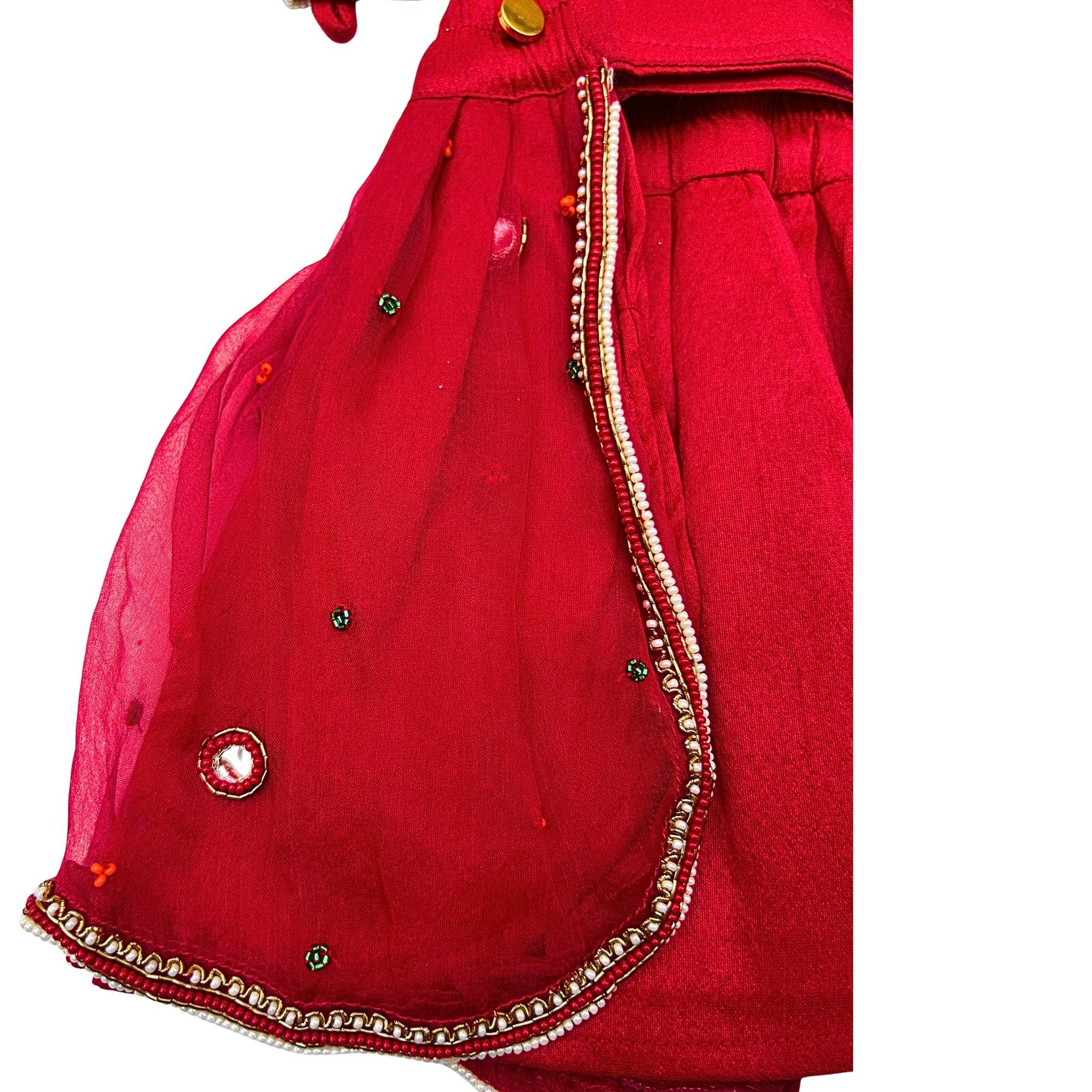 GAJRAJ CRIMSON HAND EMBROIDERED LEHENGA FOR DOGS AND CAT