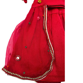 GAJRAJ CRIMSON HAND EMBROIDERED LEHENGA FOR DOGS AND CAT