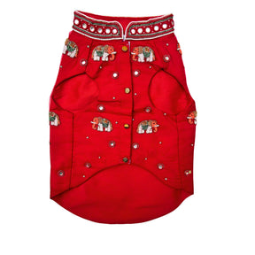 GAJRAJ CRIMSON HAND EMBROIDERD SHERWANI FOR DOGS AND CATS