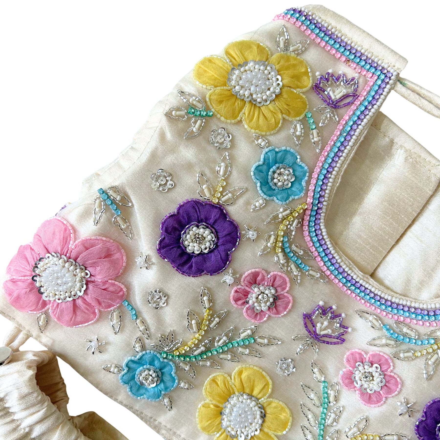 COLOURFUL BLOOM APPLIQUE HAND EMBROIDERED LEHENGA FOR DOGS AND CATS