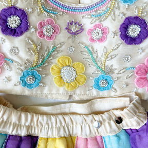 COLOURFUL BLOOM APPLIQUE HAND EMBROIDERED LEHENGA FOR DOGS AND CATS