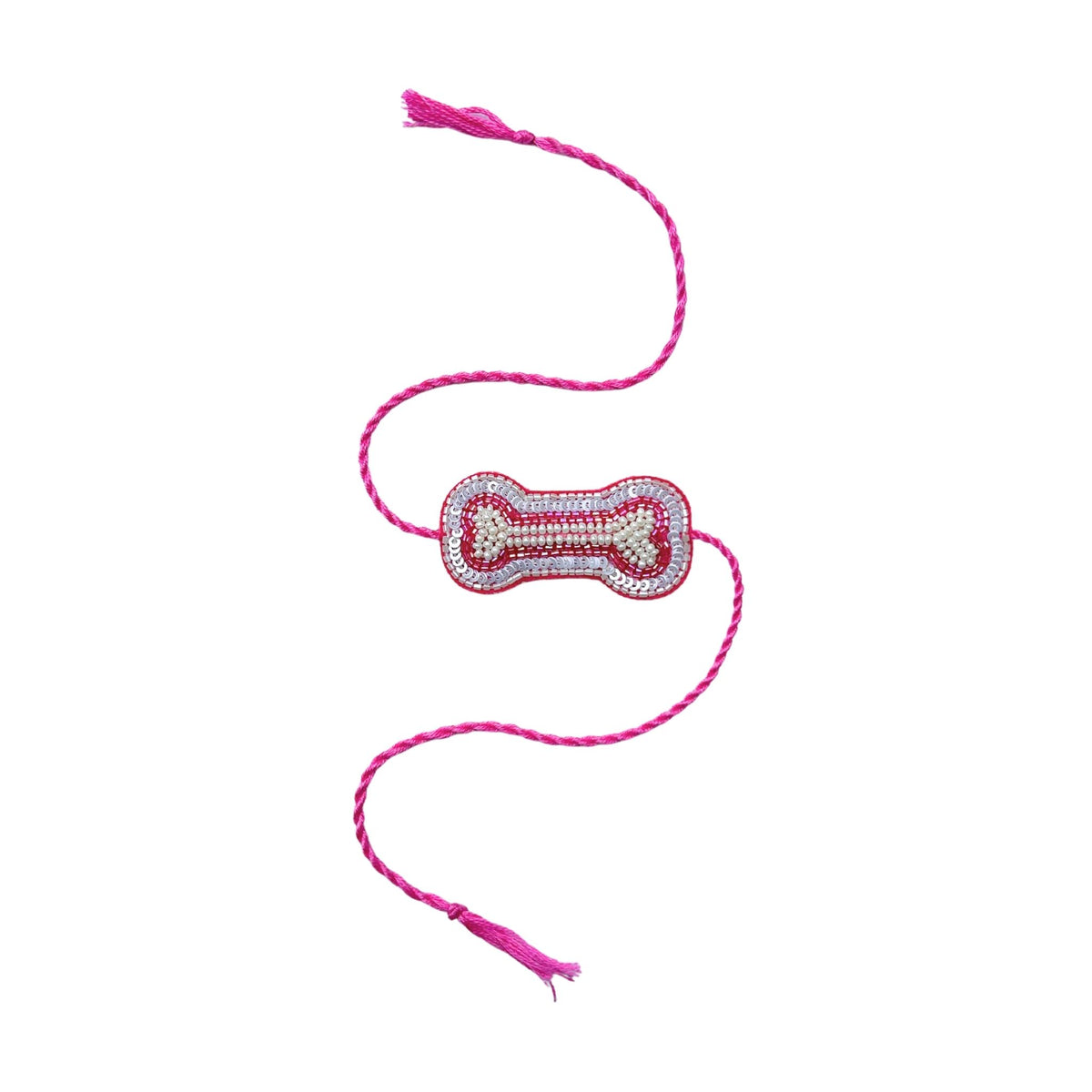 SILVER PINK PEARL BONE RAKHI FOR DOGS AND CATS