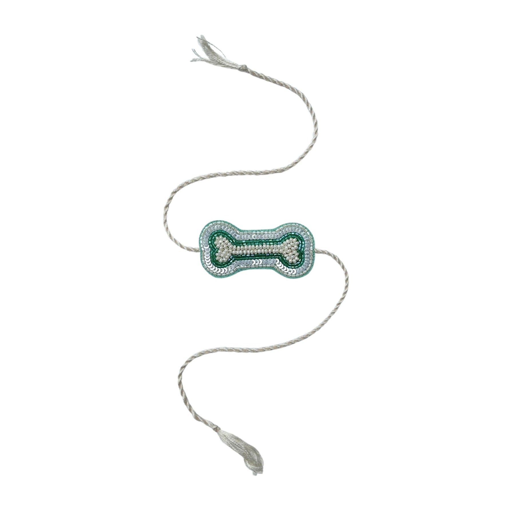 GREEN ANARKALI + AQUA PEARL BONE RAKHI FOR DOGS AND CATS