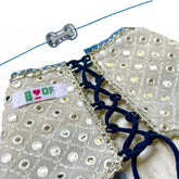 MIRROR WORK BLUE LEHENGA + SEQUINS BONE RAKHI FOR DOGS AND CATS