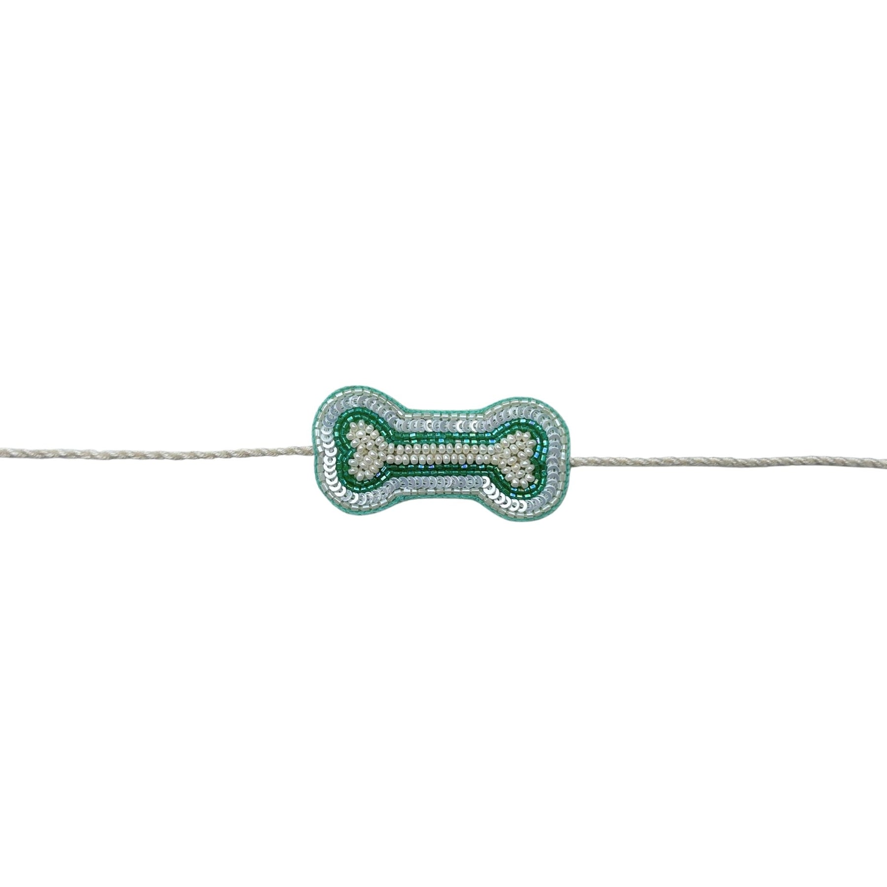 GREEN ANARKALI + AQUA PEARL BONE RAKHI FOR DOGS AND CATS