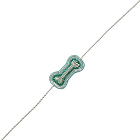 TEAL BLUE FLOWER EMBROIDERED DOG KURTA+AQUA GREEN PEARL BONE RAKHI FOR DOGS AND CATS