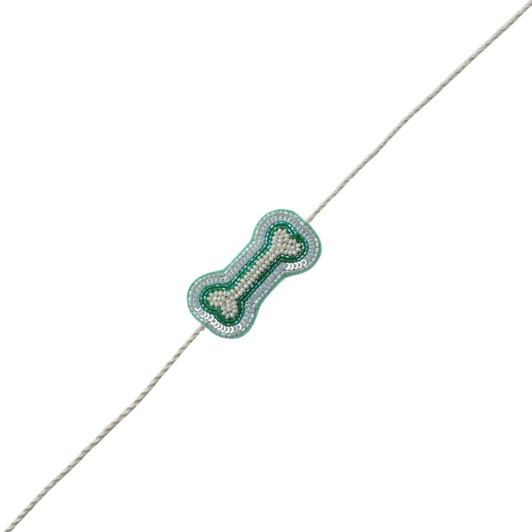 AQUA GREEN PEARL BONE RAKHI FOR DOGS AND CATS