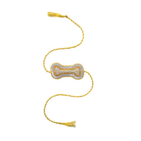 YELLOW OFF-WHITE EMBROIDERY SHERWANI+SILVER YELLOW PEARL BONE RAKHI FOR DOGS AND CATS