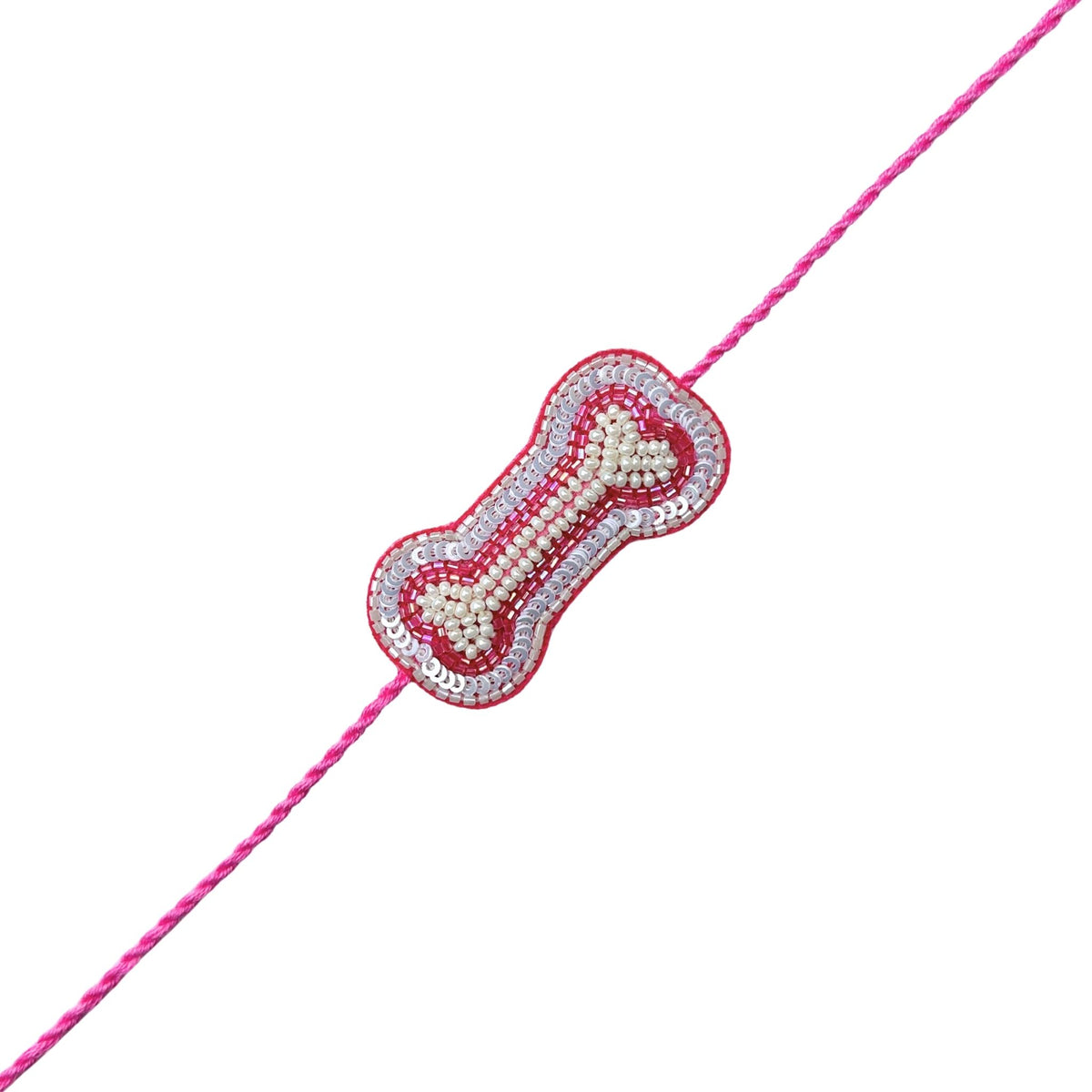 SILVER PINK PEARL BONE RAKHI FOR DOGS AND CATS