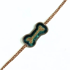 BOTTLE GREEN TISSUE BUTI DOG KURTA+EMERALD GREEN BONE RAKHI FOR DOGS AND CATS