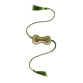 LIGHT GREEN FLORAL ANARKALI + LIGHT GREEN BONE RAKHI FOR DOGS AND CATS
