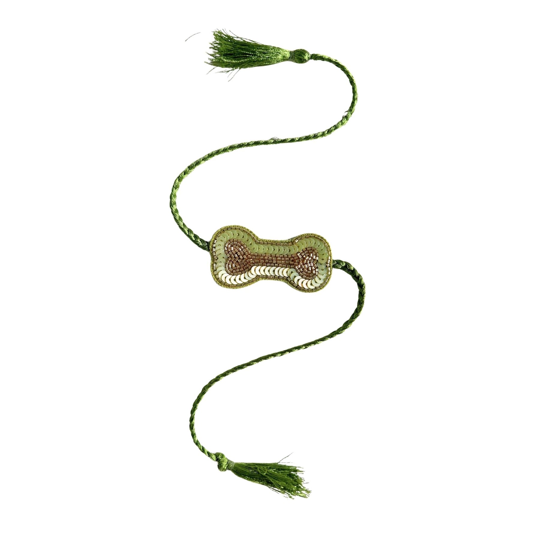GREEN CHEVRON LEHENGA + LIGHT GREEN BONE RAKHI FOR DOGS AND CATS