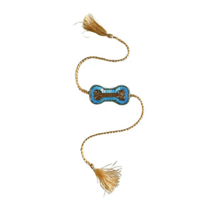 PASTEL BLUE GOLD BUTTI ANARKALI + BLUE BONE RAKHI FOR DOGS AND CATS