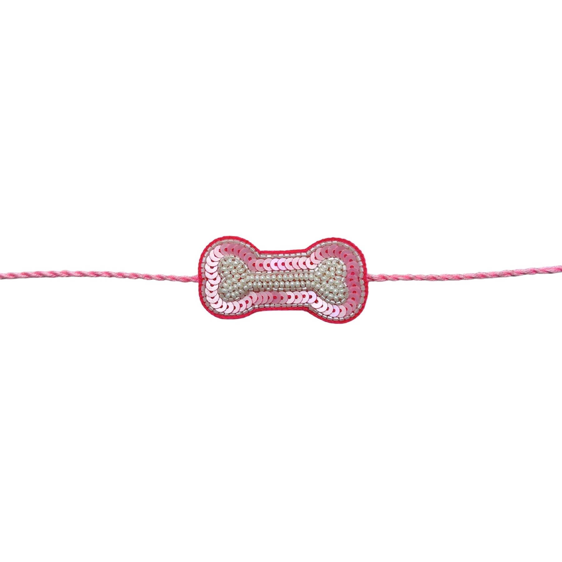 PINK FLOWER EMBROIDERED LEHENGA + LIGHT PINK PEARL RAKHI FOR DOGS AND CATS