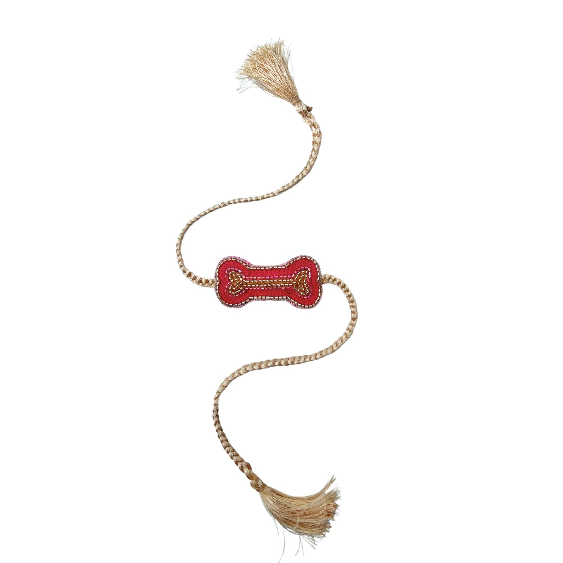 PINK BUTTI DRESS + PINK GOLD BONE RAKHI FOR DOGS AND CATS