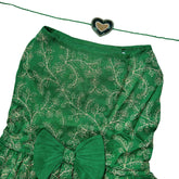 GREEN HARNESS STYLE DRESS + HEART RAKHI FOR DOGS AND CATS