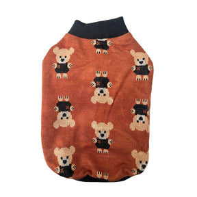 BROWN TEDDY SHAWL COLLAR DOG CARDIGAN