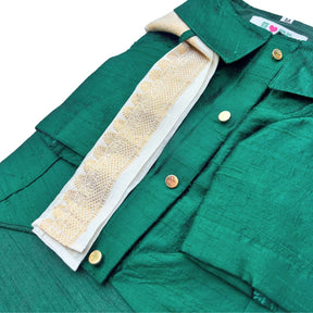GREEN PURE RAW SILK KURTA FOR DOGS AND CATS