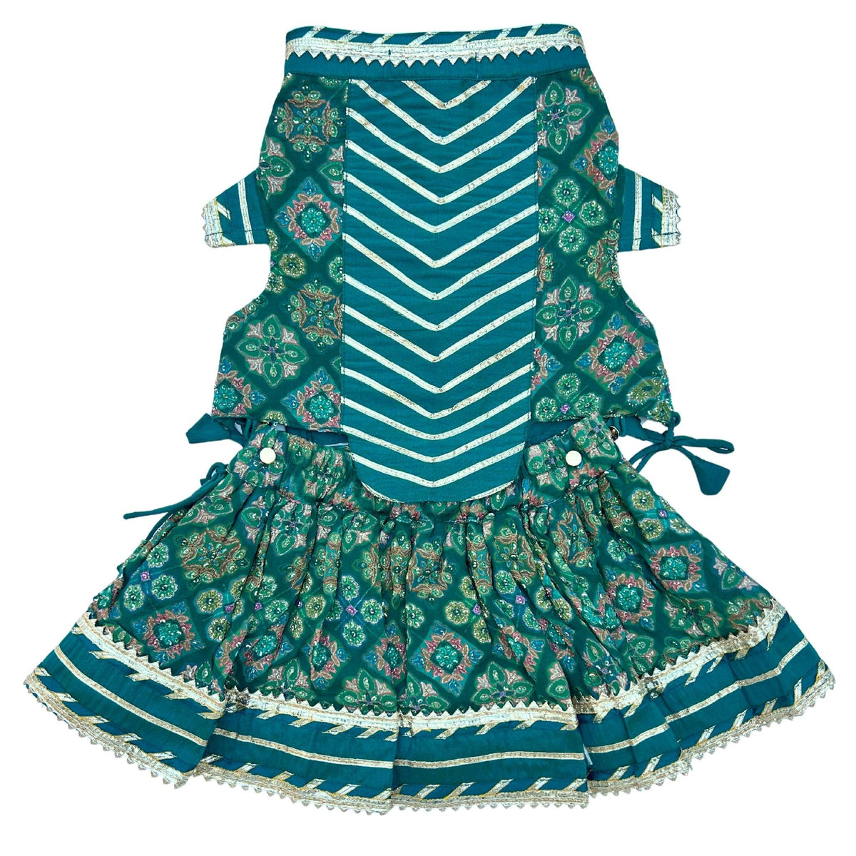 BOTTLE GREEN PATIALA MOTIF DOG LEHENGA