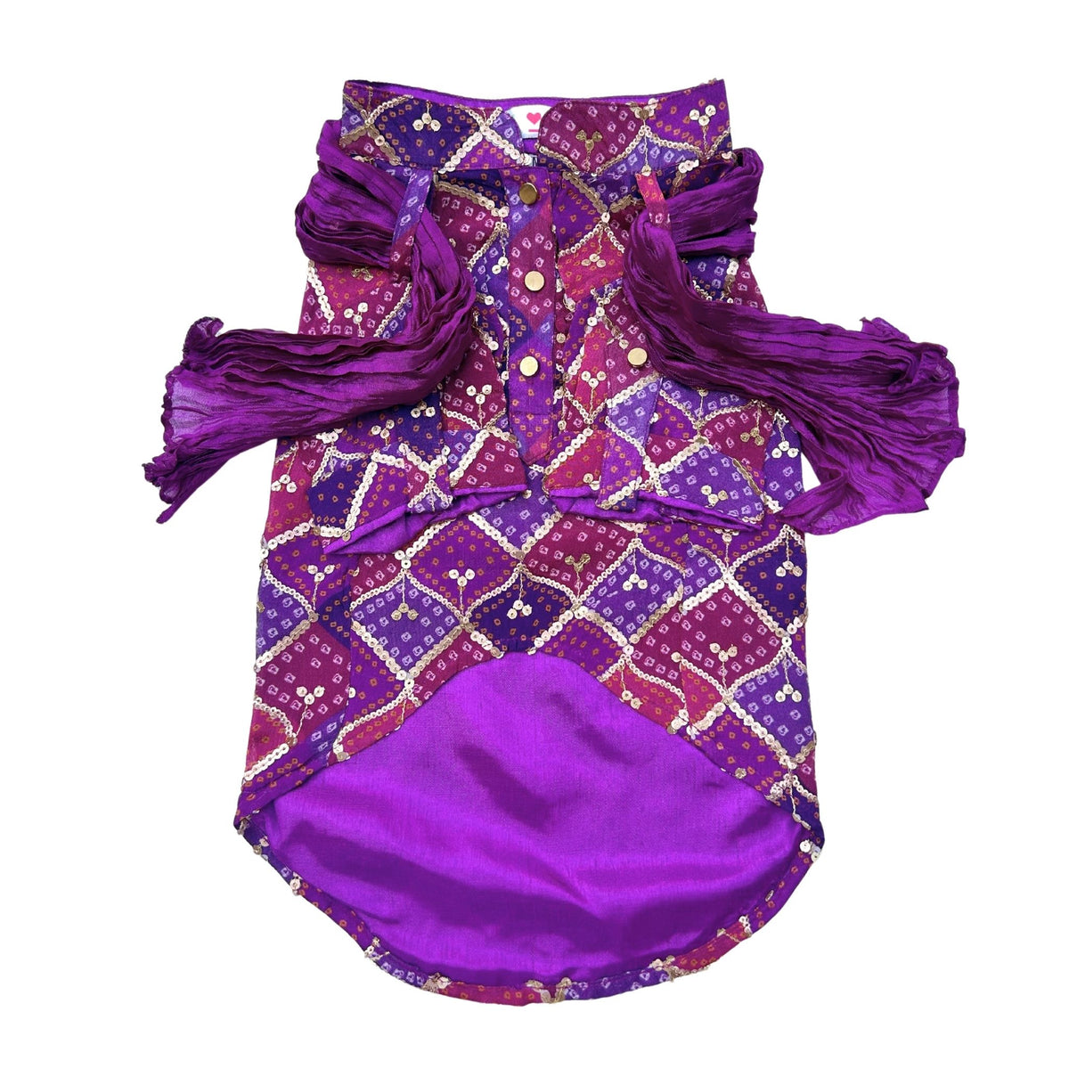 PURPLE DIAMOND DOG KURTA+PURPLE PEARL RAKHI FOR DOGS AND CATS