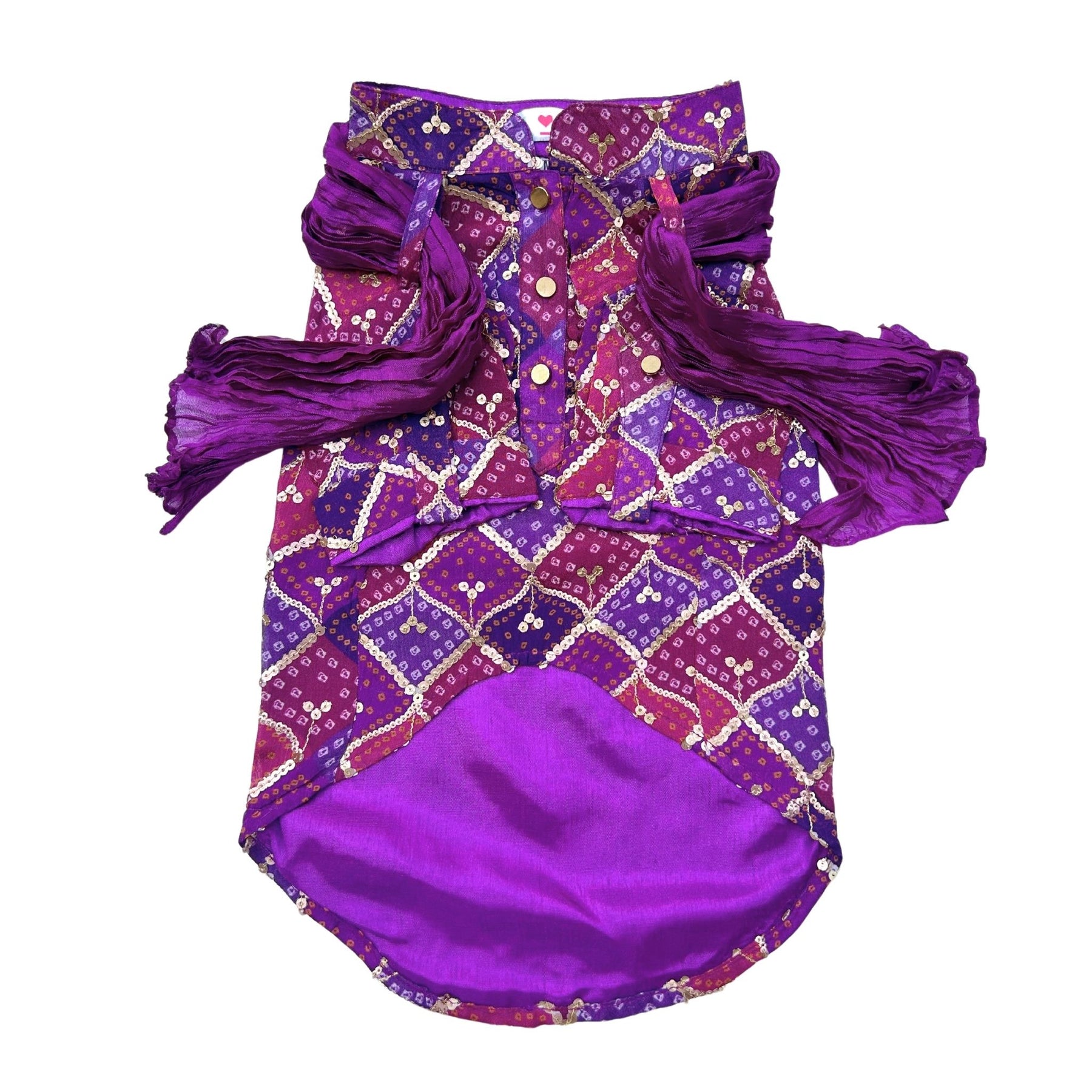 PURPLE DIAMOND DOG KURTA+PURPLE PEARL RAKHI FOR DOGS AND CATS