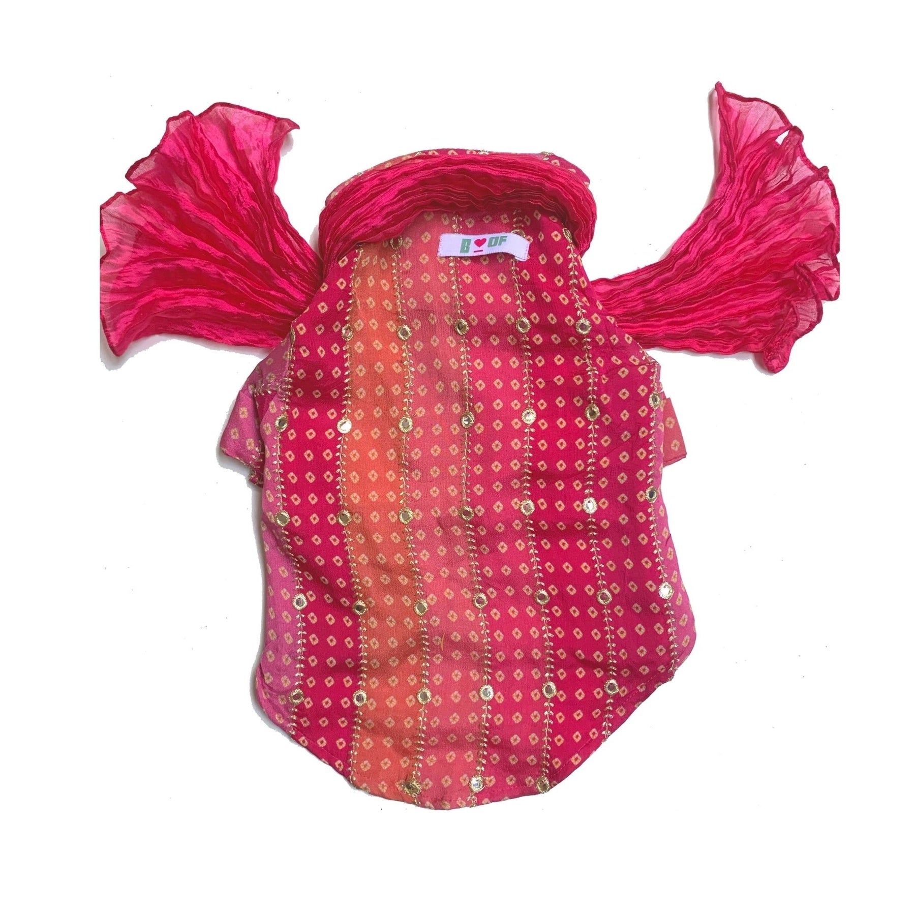 PINK MIRROR DROP DOG KURTA+PINK PAW-SOME RAKHI FOR DOGS AND CATS