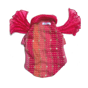 PINK MIRROR DROP DOG KURTA+PINK PAW-SOME RAKHI FOR DOGS AND CATS