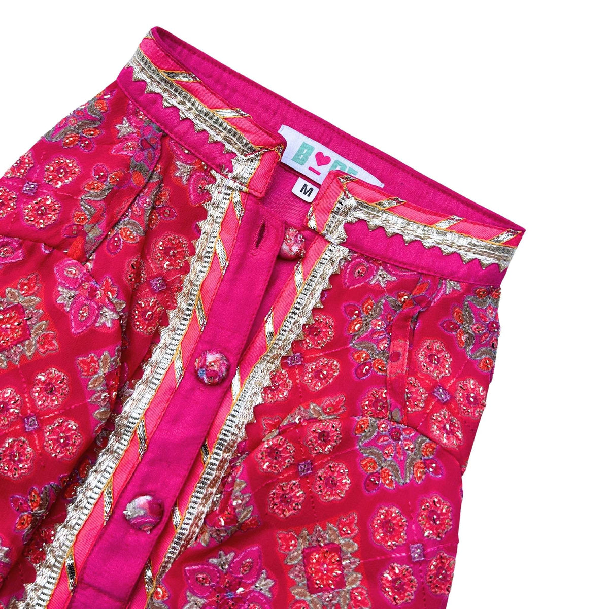 MAGENTA PINK PATIALA MOTIF DOG KURTA