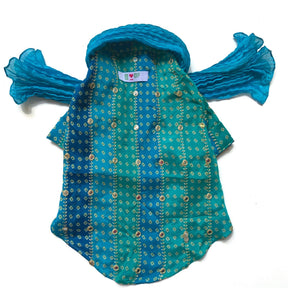 BLUE MIRROR DROP DOG KURTA+BLUE HEART RAKHI FOR DOGS AND CATS