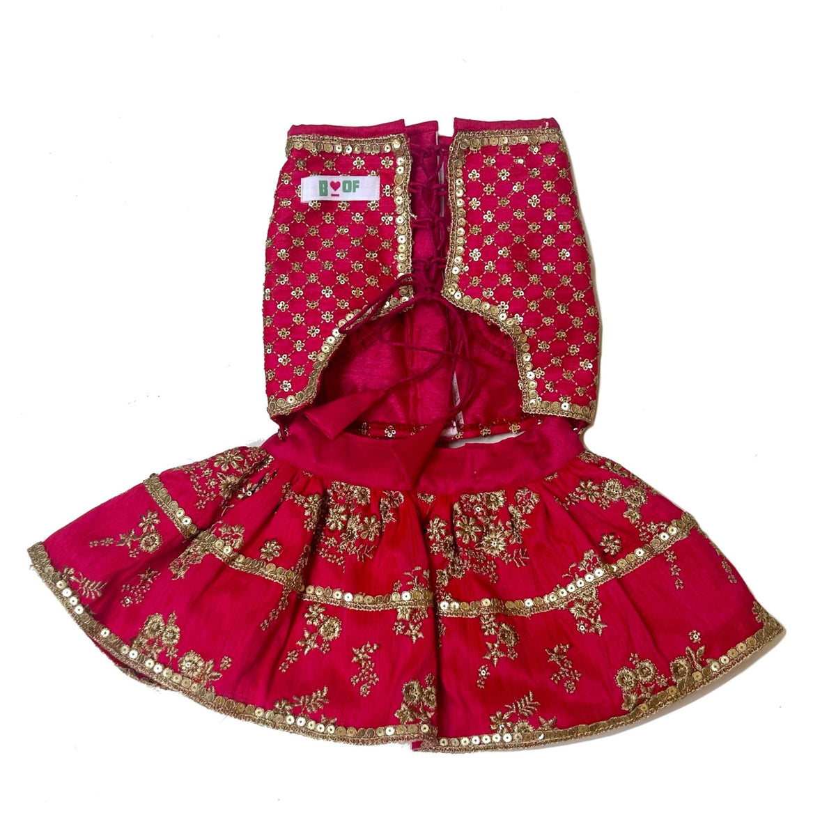 FUCHSIA PINK GOLD DOG LEHENGA