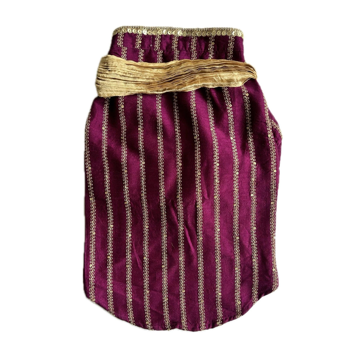 PURPLE ZARI WORK DOG KURTA+PURPLE PEARL RAKHI FOR DOGS AND CATS