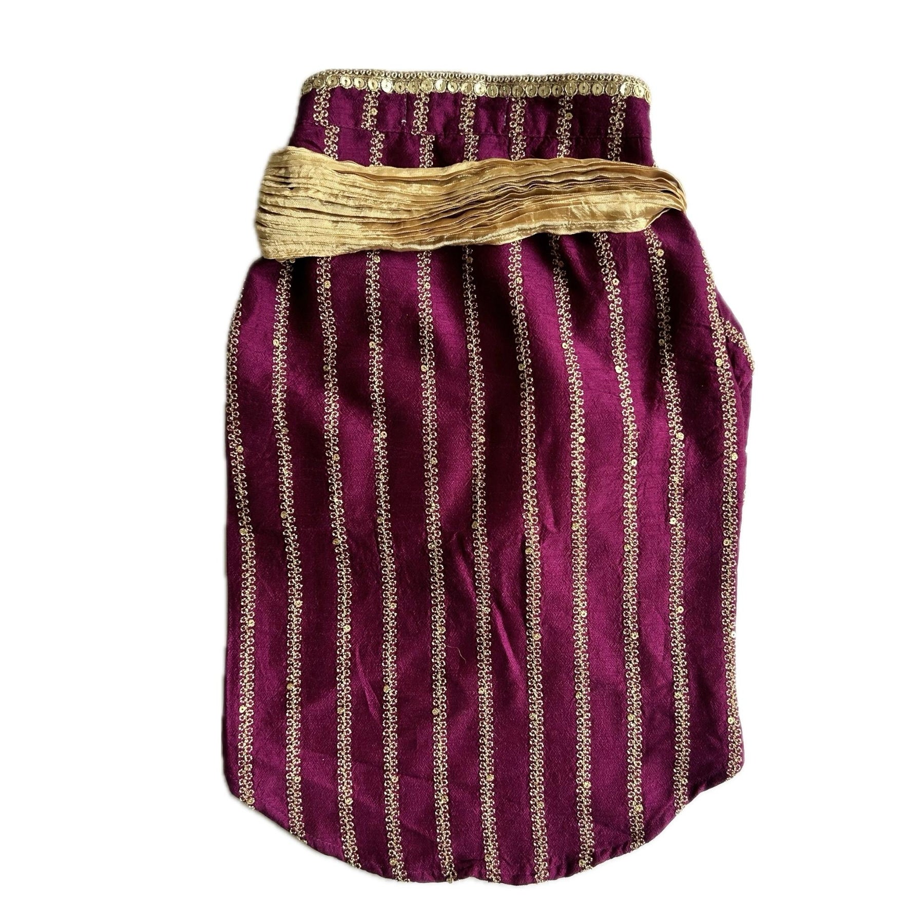 PURPLE ZARI WORK DOG KURTA+PURPLE PEARL RAKHI FOR DOGS AND CATS