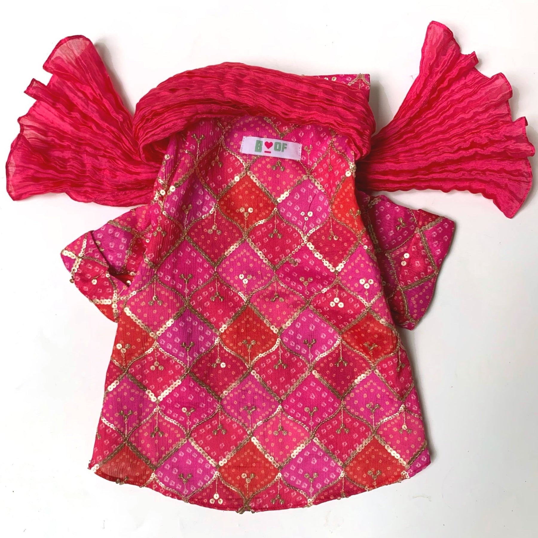 PINK DIAMOND DOG KURTA + PINK BHAI RAKHI FOR DOGS AND CATS
