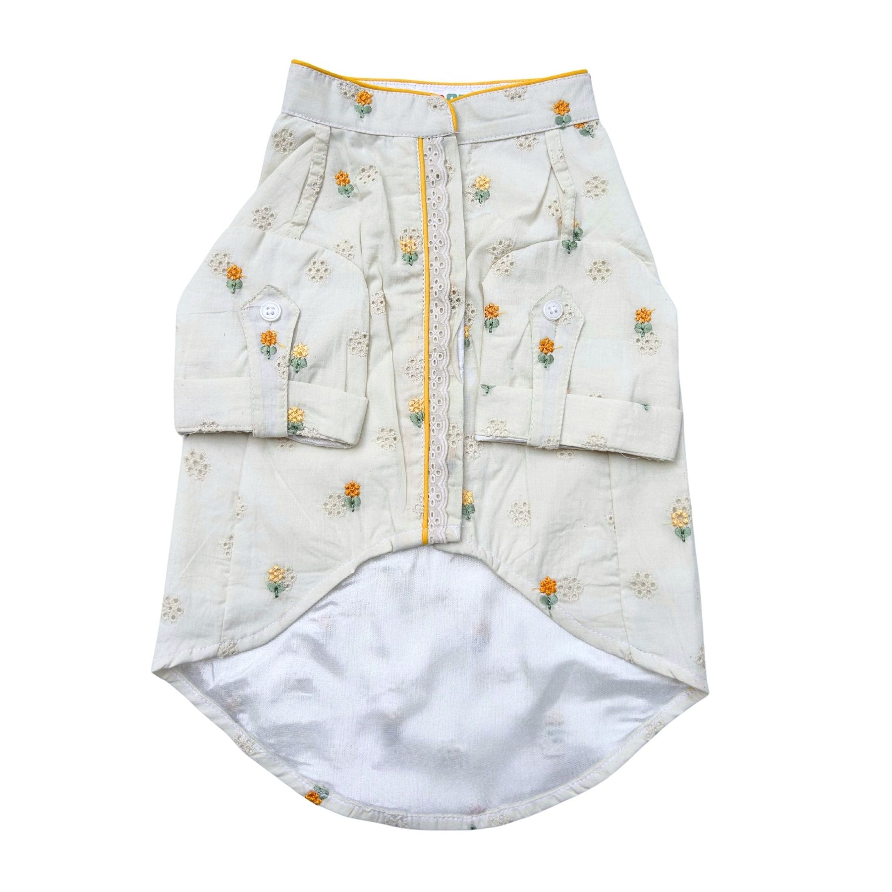 YELLOW LACE FLORAL KURTA + PAW-SOME RAKHI FOR DOGS AND CATS