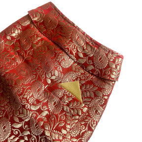 SCARLET PAISLEY BROCADE DOG WAISTCOAT