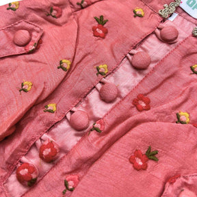 PEACH ORANGE FLOWER EMBROIDERED DOG KURTA