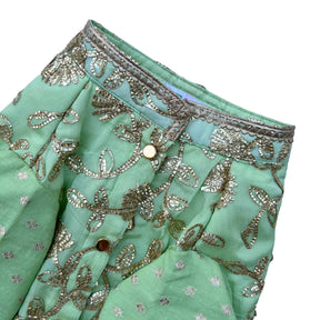 PASTEL GREEN GOTA EMBROIDERY WAISTCOAT STYLE DOG KURTA