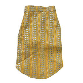 YELLOW LEAF DOG KURTA+SILVER YELLOW PEARL BONE RAKHI FOR DOGS AND CATS