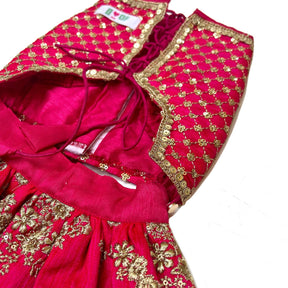 FUCHSIA PINK GOLD DOG LEHENGA