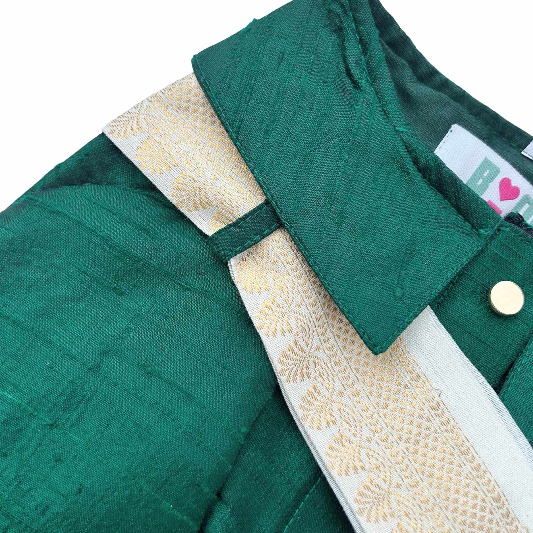 GREEN PURE RAW SILK KURTA FOR DOGS AND CATS