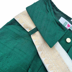 GREEN PURE RAW SILK KURTA FOR DOGS AND CATS